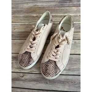 Sam Edelman AUBRIE Women's 7 M Pink Snake Print Leather Lace Up Sneakers